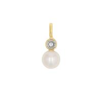 Amor Anhänger Motivanhänger Gold 375/9ct Damen Zirkonia synth. Süßwasserperle Weiß 1,4 cm
