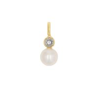 Amor Anhänger Motivanhänger Gold 375/9ct Damen Zirkonia synth. Süßwasserperle Weiß 1,4 cm