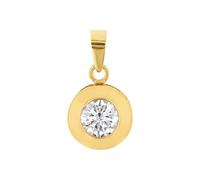 Runder Anhänger AMOR "Solitär-Optik", gold (gelbgoldfarben, kristallweiß, kristallweiß), Schmuckanhänger, Damen, Gelbgold 585, 0,6 g, mit Zirkonia (synth.) (40508724-0) gelbgoldfarben, kristallweiß, k