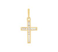 amor - Motivanhänger für Damen und Herren, Unisex, Gold 375, Zirkonia synth. | Kreuz Charms & Kettenanhänger