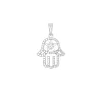 Amor Motivanhänger 925 Sterling Silber Damen Anhänger, mit Zirkonia synth., 2,3 cm, Silber, Hamsa Hand, Kommt in Schmuck Geschenk Box, 2017647