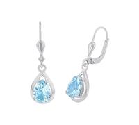 Amor Ohrhänger 925 Sterling Silber Damen Ohrschmuck, mit Aquamarin synth., 2,5 cm, Silber, Kommt in Schmuck Geschenk Box, 2017160