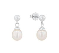 Amor Ohrhänger 925 Sterling Silber Damen Ohrschmuck, mit Süßwasserzuchtperle, 1,5 cm, Silber, Kommt in Schmuck Geschenk Box, 9962945