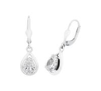 Amor Ohrhänger Tropfen Damen – Silber 925 rhodiniert mit Zirkonia (synth.) Weiß