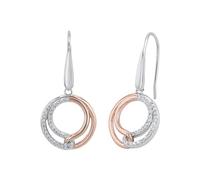 Amor Ohrhänger Damen, Bicolor, onesize, 15 mm, Zirkonia synth., Weiß, Silber 925, rhodiniert+rosévergoldet 2026275