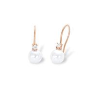 Amor Ohrhänger Damen – 925 Sterling Silber rosévergoldet, Zirkonia synth., Wachsperle, One Size