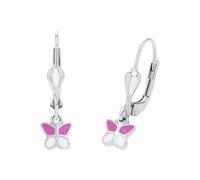 Amor Ohrhänger 925 Sterling Silber Mädchen Kinder Ohrschmuck, 2 cm, Silber, Schmetterling, Kommt in Schmuck Geschenk Box, 9211180