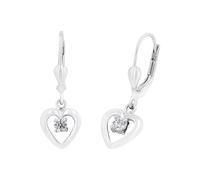 amor - Ohrhänger für Mädchen, 925 Sterling Silber, Zirkonia synth. | Herz Ohrringe Weiss Damen