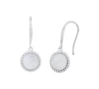 Amor Ohrhänger 925 Sterling Silber Perlmutt Damen Ohrschmuck, 2,4 cm, Silber, Kommt in Schmuck Geschenk Box, 2036015
