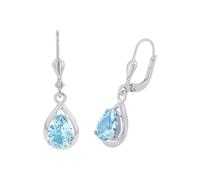 Amor Ohrhänger 925 Sterling Silber Damen Ohrschmuck, mit Aquamarin synth., 2,5 cm, Silber, Kommt in Schmuck Geschenk Box, 2017160