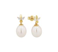 Amor Ohrhänger für Damen, Gold 585, Zirkonia synth., Süßwasserzuchtperle | Blatt, gold Gold