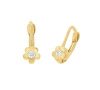 Amor Ohrhänger Mädchen Kinder Ohrschmuck, mit Zirkonia synth., 1,3 cm, Gold, Blume, Kommt in Schmuck Geschenk Box, 2013976