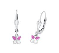Amor Ohrhänger 925 Sterling Silber Mädchen Kinder Ohrschmuck, 2 cm, Silber, Schmetterling, Kommt in Schmuck Geschenk Box, 9211180