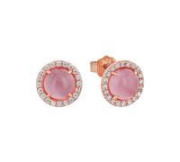 Amor Ohrstecker 925 Sterling Silber Damen Ohrschmuck, mit Katzenauge, 1 cm, Rosa, Kommt in Schmuck Geschenk Box, 2022665
