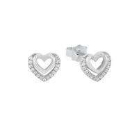 Amor Ohrstecker 925 Sterling Silber Damen Ohrschmuck, mit Zirkonia synth., 0,8 cm, Silber, Herz, Kommt in Schmuck Geschenk Box, 2026203