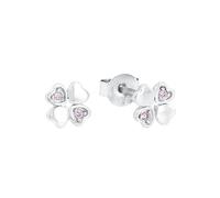 amor - Ohrstecker für Mädchen, 925 Sterling Silber, Zirkonia synth. | Kleeblatt Ohrringe Weiss Damen