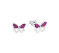 Amor Ohrstecker Mädchen, Pink, onesize, Schmetterling, 10 mm, Silber 925, rhodiniert, Kunstharz 2021289