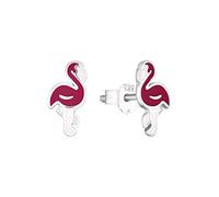 Amor Ohrstecker 925 Sterling Silber Mädchen Kinder Ohrschmuck, 1 cm, Silber, Flamingo, Kommt in Schmuck Geschenk Box, 2027915