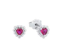 Amor Ohrstecker 925 Sterling Silber Mädchen Kinder Ohrschmuck, mit Zirkonia synth., 0,6 cm, Pink, Herz, Kommt in Schmuck Geschenk Box, 2021187