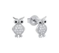 Paar Ohrstecker AMOR "Owls, 2016880" Ohrringe Gr. mit Zirkonia, Silber 925 (Sterlingsilber), silberfarben (silberfarben, schwarz, weiß, weiß) Damen Ohrstecker mit Zirkonia (41274568-0)