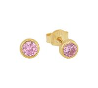 Paar Ohrstecker AMOR "2013592", bunt (gelbgoldfarben, pink, pink), Ohrringe, Damen, 4mm, Gelbgold 375, mit Zirkonia (synth.) (46139868-0) gelbgoldfarben, pink, pink