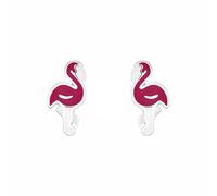 Amor Ohrstecker 925 Sterling Silber Mädchen Kinder Ohrschmuck, 1 cm, Silber, Flamingo, Kommt in Schmuck Geschenk Box, 2027915