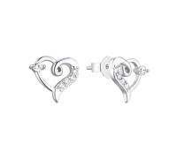 Amor Ohrstecker Damen, Silber, onesize, Herz, 9 mm, Weiß, Silber 925, rhodiniert 2023013