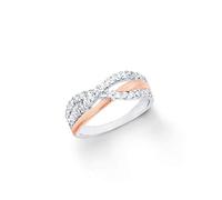 Amor Ring Damen, Bicolor, 54|17, 7 mm, Zirkonia synth., Weiß, Silber 925, rhodiniert+rosévergoldet 9980789