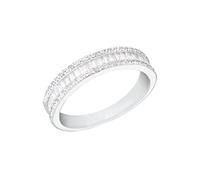 Amor Ring Damen Gr. 58 (Ø 18,5 mm) Silber 925 rhodiniert, Zirkonia Weiß, Breite 5 mm