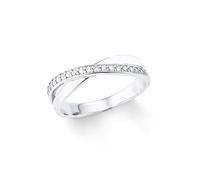 Amor Ring Damen, Silber, 58|18,5, 6 mm, Zirkonia, Weiß, 2,3 mm, Silber 925, rhodiniert 2024069