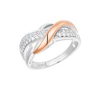 Fingerring AMOR "Twisted" Fingerringe Gr. 58, mit Zirkonia, Silber 925 (Sterlingsilber), 2 mm, rosegold (rosefarben, weiß, weiß) Damen Fingerringe (35836269-58)