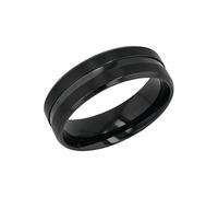 Amor Ring Herren, Damen, Schwarz, 60|19, 7 mm, 1,6 mm, Edelstahl, IP Schwarz 2037294