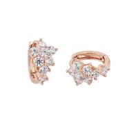 Amor Creolen 925 Sterling Silber Damen Ohrschmuck, mit Zirkonia synth., 1,3 cm, Roséfarben, Blume, Kommt in Schmuck Geschenk Box, 2024161