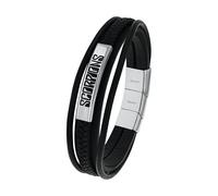 Amor Scorpions by Armband Edelstahl Leder Unisex Damen Herren Armschmuck, 19,5+1,5 cm, Silber, Kommt in Schmuck Geschenk Box, 2040520