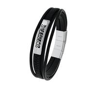 Amor Scorpions by Armband Edelstahl Leder Unisex Damen Herren Armschmuck, 19,5+1,5 cm, Silber, Kommt in Schmuck Geschenk Box, 2040520