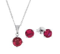 Amor Set Damen, Pink, 8 mm, Zirkonia synth., Pink, 1 mm, Silber 925, rhodiniert 9965021