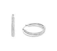 Amor Creolen Damen, Silber, onesize, 3 mm, Zirkonia synth., Weiß, Edelstahl 2022518