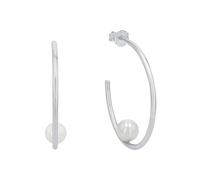 Amor Creolen Damen 2026239 – 925 Sterling Silber mit Süßwasserzuchtperle Weiss 30 mm