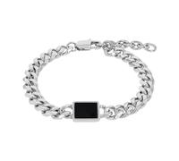 Amor Armband Edelstahl Herren Armschmuck, mit Achat, 19+4 cm, Schwarz, Kommt in Schmuck Geschenk Box, 2040295