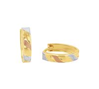 Amor Creolen Damen Ohrschmuck, 1,2 cm, Tricolor, Kommt in Schmuck Geschenk Box, 2019943