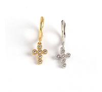 AMORETTO MILANO 925 Silber Kreuz Creolen Zirkoniasteine Gold