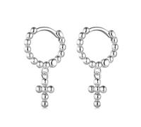 AMORETTO MILANO 925 Silber Kugel-Creolen Kreuz Silber