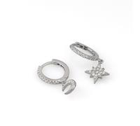 AMORETTO MILANO Creolen aus 925 Silber Halbmond Stern Zirkonia A110044 - Silber