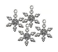 Amosfun 100 stücke Weihnachten Schneeflocke anhänger Charme antikes Silber Charme DIY Weihnachten schmuck Handwerk Machen zubehör für Halskette Armband ohrring
