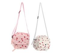 Amosfun 2 Stück pack Erdbeer Umhängetasche aus Cord mit Verstellbarem Gurt Vintage Design Süße Handytasche für Damen und Mädchen Sommer Tasche für Freizeit und Alltag