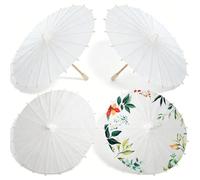 Amosfun 4Er Set Weiße Kinder Tanzschirme 30Cm Durchmesser Diy Ölpapier Regenschirme Zufälliger Griff Stil Für Hochzeit Party Dekoration