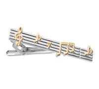 Amosfun Elegante Krawattenklammer aus Kupfer für Herren in Silber mit Musiknoten Design Leicht und Tragbar für Business und Hochzeiten als Modisches Accessoire