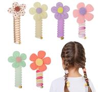 Amosfun Haargummis Spirale 6 Stück mit Blumenmuster Elastische Haarbänder für Mädchen und Bequemes Material für Sicheren Sitz Beim Sport und Alltag