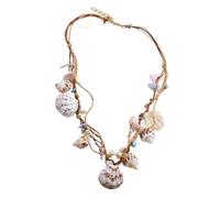 Amosfun Muschelkette Damen 56" Boho Strand Halskette Mit Muschelanhänger Handgefertigt Für Beach Jewelry Und Sommer Party Accessoires