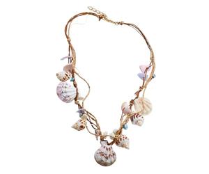 Amosfun Muschelkette Damen 56" Boho Strand Halskette Mit Muschelanhänger Handgefertigt Für Beach Jewelry Und Sommer Party Accessoires